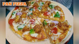 Delicious Chicken Pan Pizza 🍕 Recipe | No Oven | Homemade Pan Pizza with Chicken 🐔 | पिज्जा