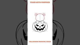 How to draw a tiger with pumpkin drawing  #easytodraw #halloweendrawing #halloween2024