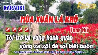 Karaoke Mùa Xuân Lá Khô ( Tone Nữ ) | Nhạc Xuân Mới Nhất 2025