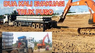 Evakuasi Truk Fuso Bawa Paku Pasak Bumi Tersangkut Di Bukit Kodok  2 Kali Evakuasi OLH Beko Hitachi