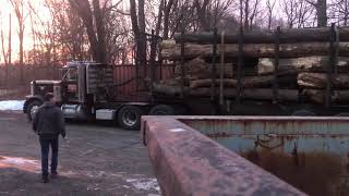 Cold start Detroit log truck