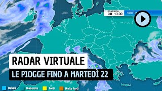 Radar Virtuale: le piogge fino a martedì 22 ottobre