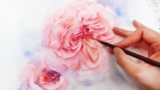 How To Paint Wet-On-Wet Pink Rose In Watercolor