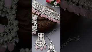 Latest pink colour jewellery set design 2023#jewellery design #