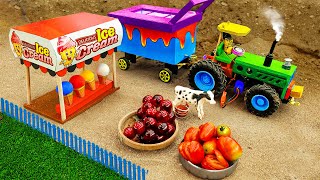 Mini tractor transporting Ice Cream Making from Fruits machine science project