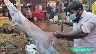 How to cutting a goat bakra in professional style.cut big 30 k.g. goat in just 5 minutes quickly