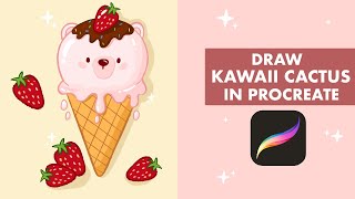 KAWAII BEAR ICE CREAM Anyone Can Draw - Step-By-Step Procreate Tutorial - Digital Illustration🐻🍦