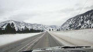 BIG HORN SHEEP CROSSING!  THOMPSON FALLS MONTANA!  SAW TWO EWES/FEMALES RIGHT BY THE ROAD EARLIER!