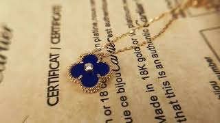 Van Cleef Alhambra Necklace Blue Chalcedony