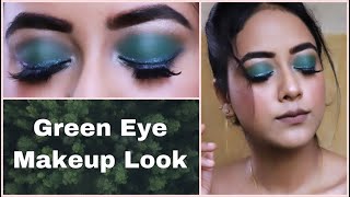 Green Eye Makeup Look || Nykaa SkinSheild Foundation || Morphe * James Charles Eyeshadow Pallet