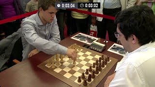 MISSED WIN WITH ROOK ENDGAME!!! MAGNUS CARLSEN VS VLADIMIR KRAMNIK - BLITZ CHESS 2013