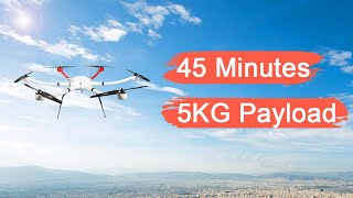 45 minutes with 5KG payload on YD6-1600S heavy lift drone