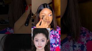 TRYING DOUYIN MAKEUP ON BROWN SKIN #asianmakeup #douyinmakeup #chinesemakeup #youtube #shorts