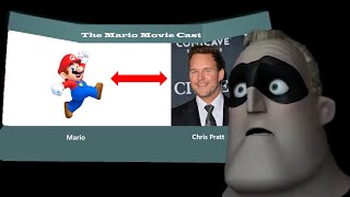 Mr. Incredible learns about the Mario Movie cast.