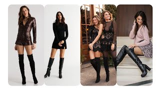 fashion for all/classy shiny , western wear dresses, wedge heels boots/thigh boots#fallfashion