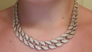 $20 Iced Out White Gold Cuban Link From Amazon!!!