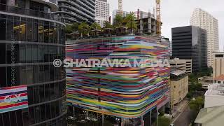 Downtown Miami Brickell Luxury Condos Aerial Stock Footage September 2021