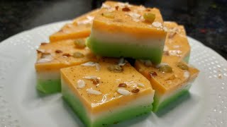 Famous Ghaas ka Halwa in tri Colour || How to make China Grass Sweet || Mumbai Spice || 2020