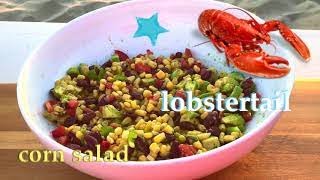 🏖️ Day at the beach, making lobster tail,🦞 corn salad and potato