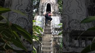 Vertical climb to temple entrance, Vientiane, Laos