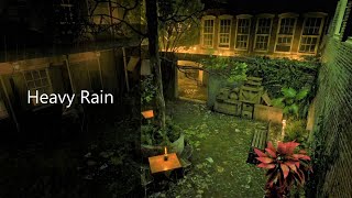 Heavy rain in the yard of the old downtown house - 5 Hours