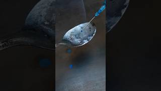 hot spoon vs ink drops #shorts #experiment #satisfying #syringe #ink #blue #drop