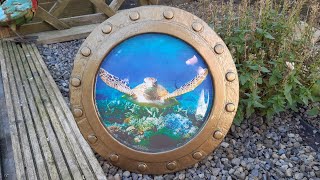 Porthole on recycled pine with resin inlay,router project