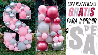 Letras grandes 3D para rellenar con Globos