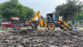 JCB 3DX Going Farm Making || Soil Loading In Mahindra 475 DI And John Deere 5036 D