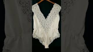 Vintage Plus Size Lacey Teddy Snap Crotch Eve Stillman Couture Peachy Color