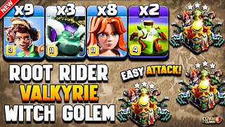 Th16 ROOT RIDER VALKYRIE Attack With WITCH GOLEM (Clash Of Clans) | Best TH16 Attack Strategy 2024