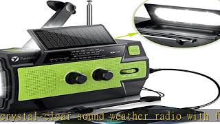 Emergency-Radio,Puiuisoul 4000mAh Weather Radios with Hand Crank & Solar Charging,3 Gear LED Flashl