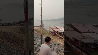 Boarding the Slow Boat to Luang Prabang at Huay Tai pier, Laos