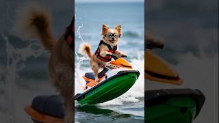 Funny dog riding jet ski, funny animal for fun #youtubeshorts