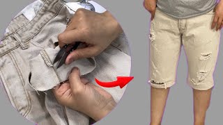 ✅👖 How to make jeans shorts in 5 minutes ✂️ A simple technique for sewing jeans 🪡