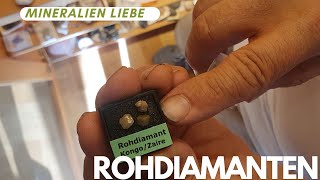 Rohdiamanten aus dem Kongo aus Mineralien Sammlung mit Erklärung