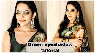 GREEN EYESHADOW MAKEUP | Partywear look | MONIKA VERMA