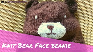 Knit a Bear Face on a Beanie - Knitting Tutorial (Easy)