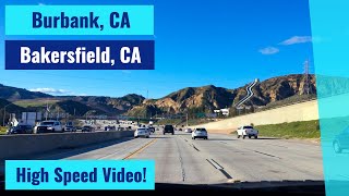 Burbank, CA to Bakersfield, CA - High Speed Driving Video Time Lapse