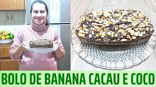 BOLO DE BANANA COM CACAU E COCO SEM GLÚTEM ideia de café da manhã saudável RECEITAS COM AVEIA