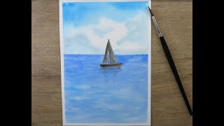 Tutorial pintura de paisagem com barco em aquarela passo a passo