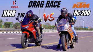 hero Karizma xmr 210 vs ktm rc 200 bs6 | DRAG RACE | insane battle 🔥