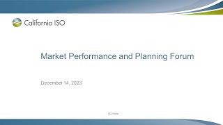 Dec 14, 2023 - Market Performance and Planning Forum