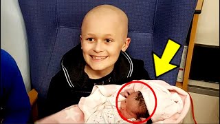 9 Yr Old With Stage 4 Cancer Meets Newborn Sister Days Later Parents Look Over And Gasp