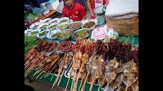 Traditional Lao Dishes - Cheap, Fresh and Tasty! Vientiane Night Market, Laos.