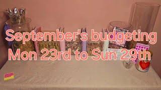 September's budgeting Mon 23rd to Sun 29th