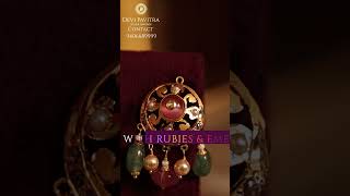 Gold Necklace set with Light Weight Ruby & Emerald Beads II Devi Pavitra Gold & Diamonds