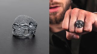 Goth 925 silver skull ring for men, gothic jewelry for him | Emmanuela®