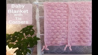 BEAUTIFUL CROCHET  BLANKET WITH TIE CORNERS: STEP BY STEP