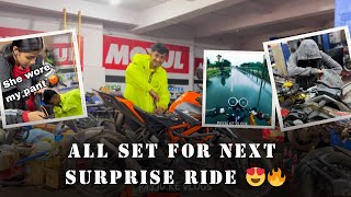 Preparation Begins For Next Ride 🥹❤️ | @prattukevlogs007 @Girlbikerkomal #dharwad #hubli #bvb |